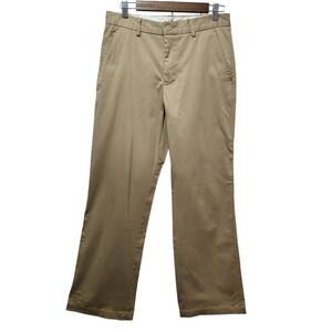EXPRESS Mens Khaki Straight Leg Flat Front Chino Pants W31 L32 " missing button"